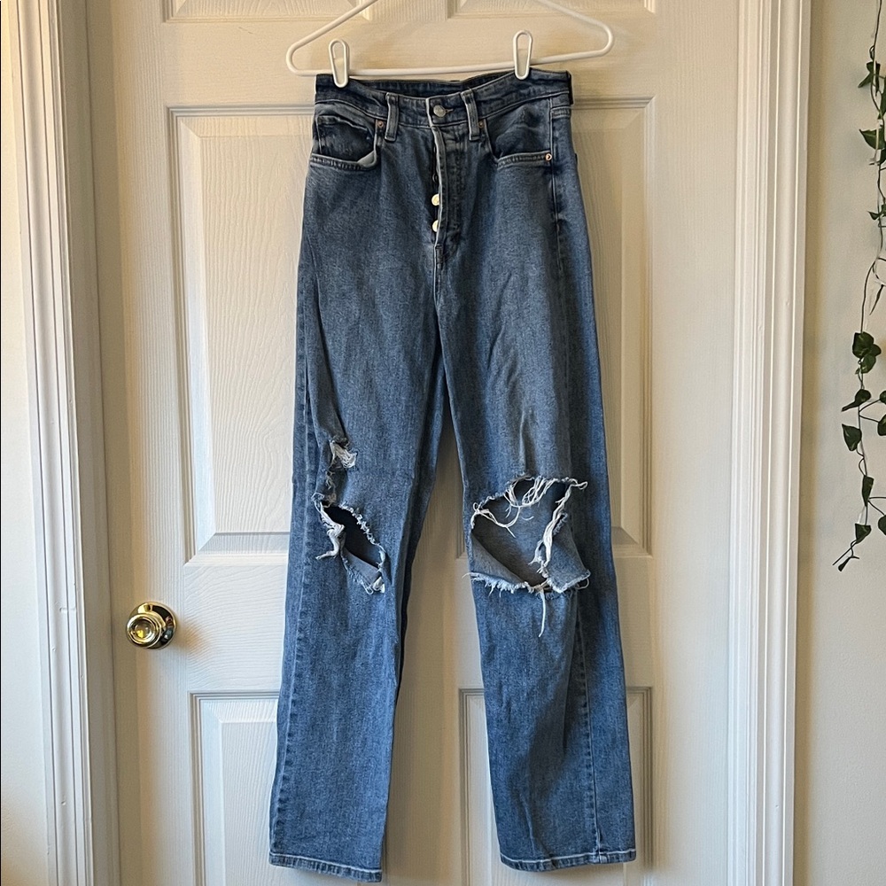Wild Fable Blue Distressed Flare Jeans